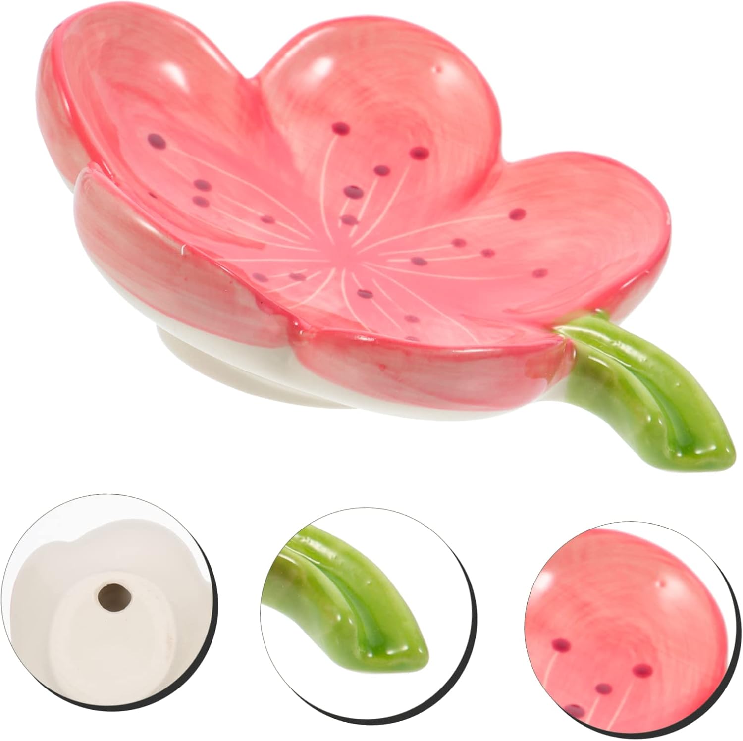 Ceramic Shape Soap Dish Drain Rack Decorative Bathroom Soap Tray / 14.6 x 11 x 5 / CM / Pink