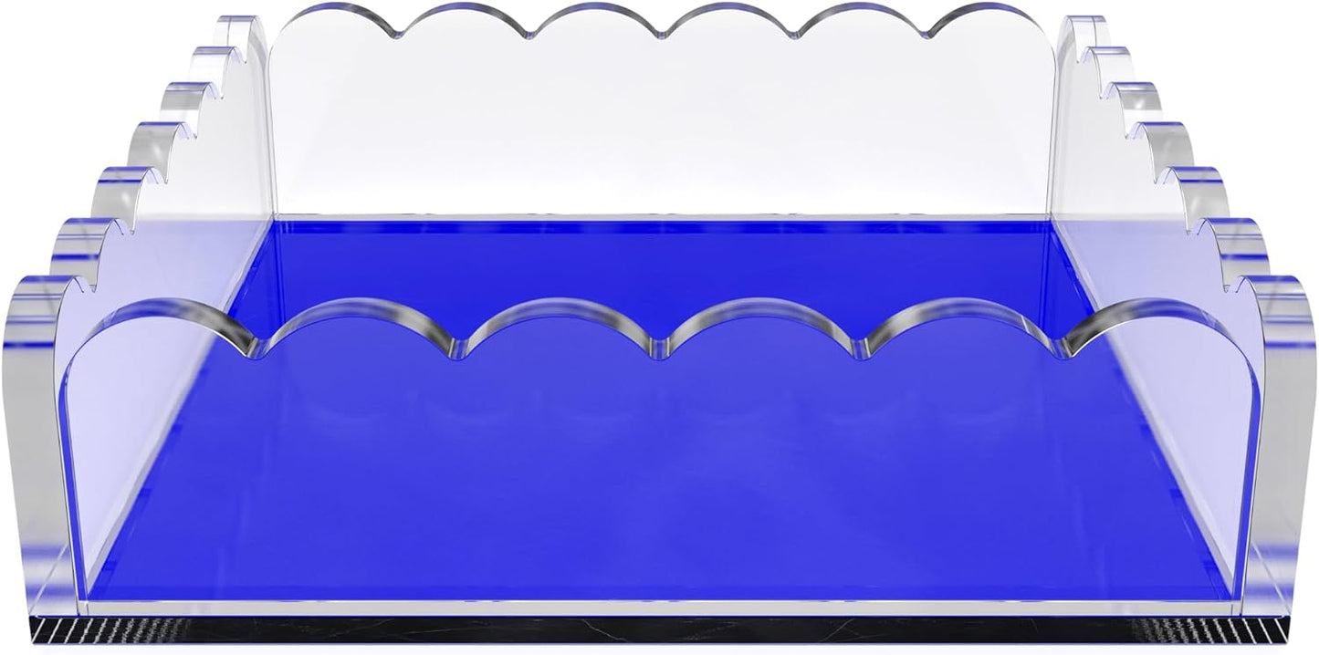 Scalloped Acrylic Tray / Navy / 8 x 8
