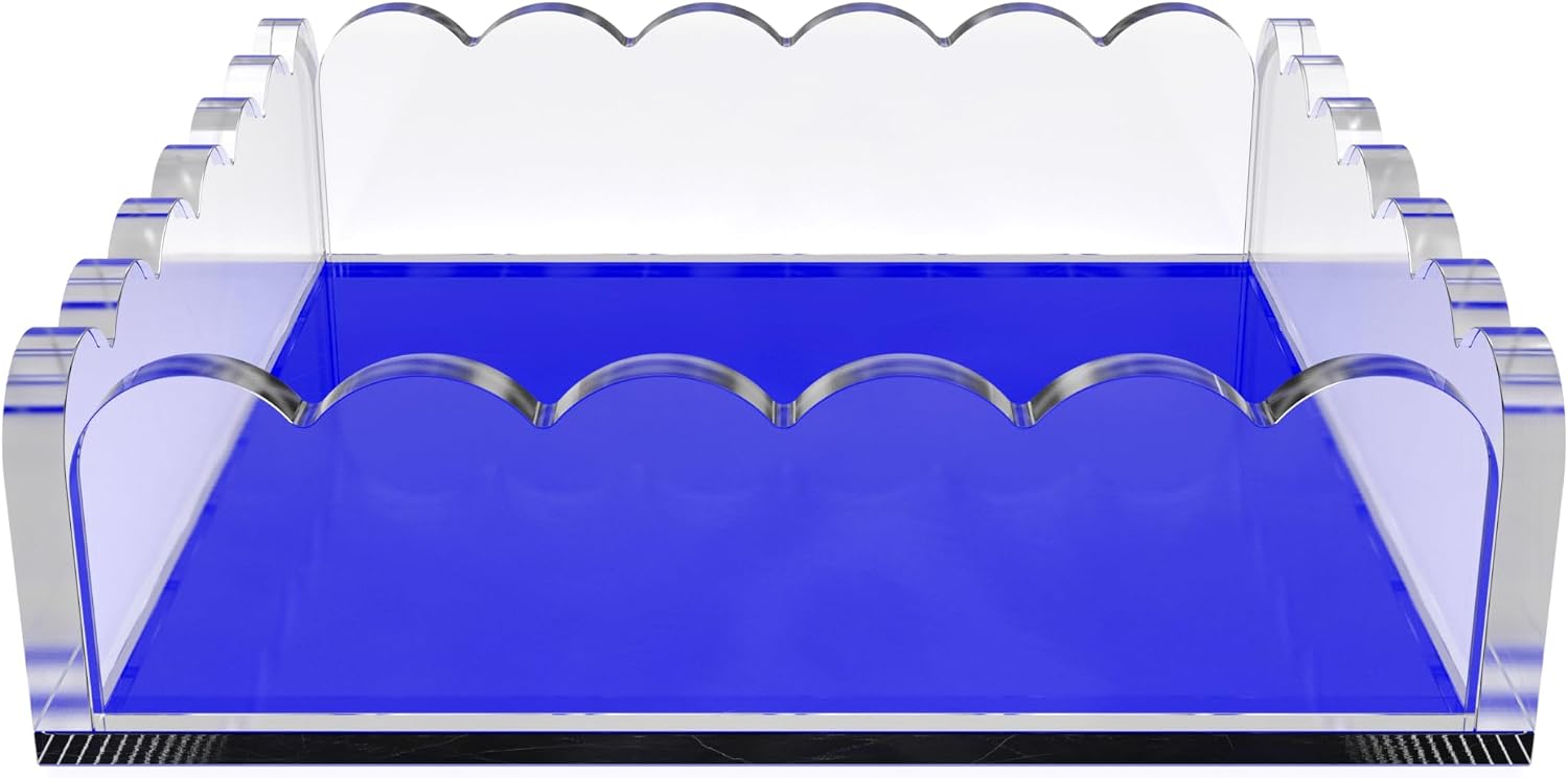 Scalloped Acrylic Tray / Navy / 8 x 8