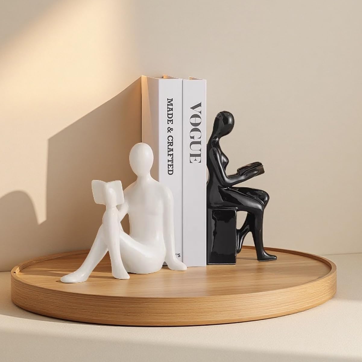 Ceramic Book Ends / White and Black