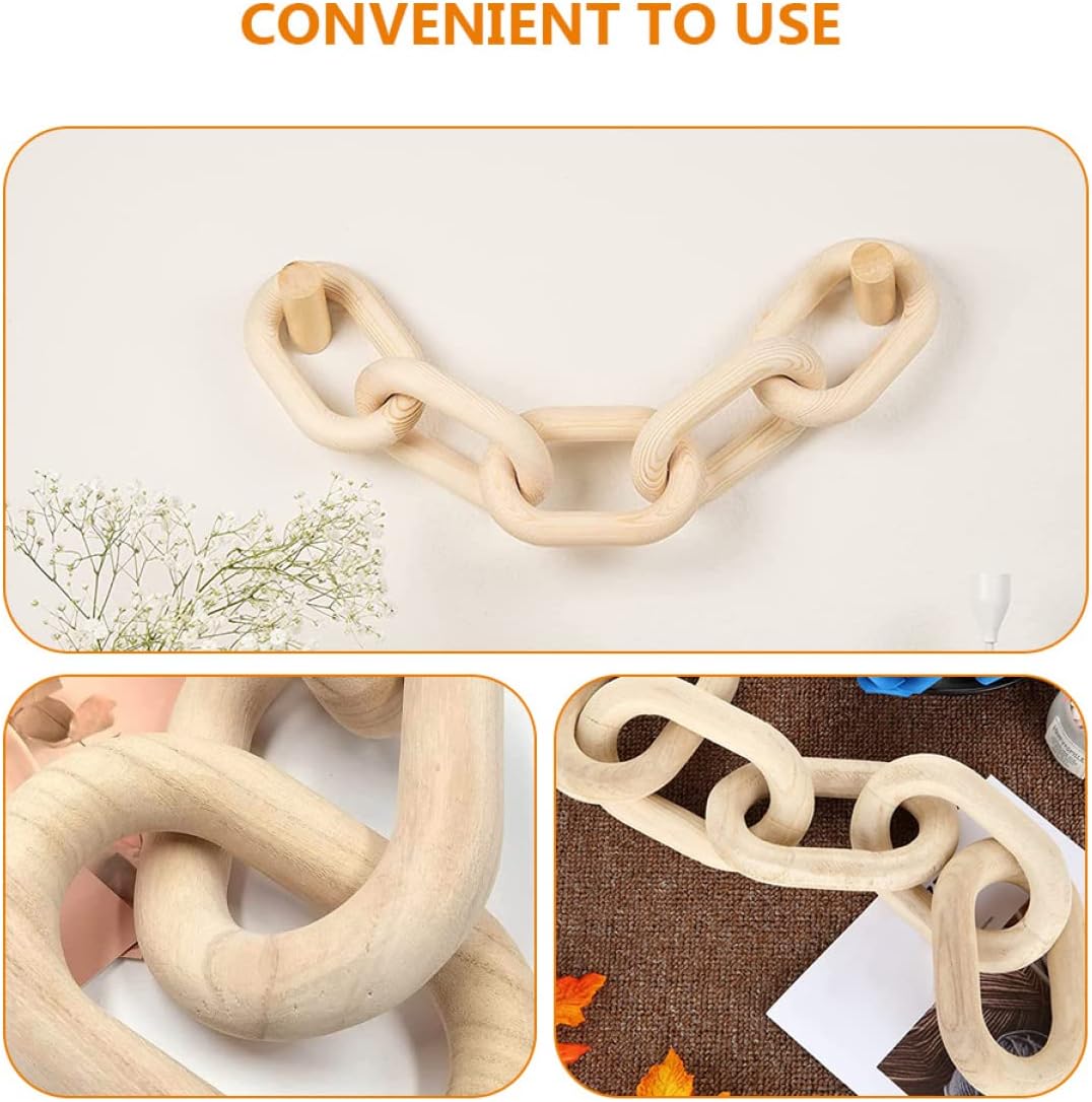 Wood Chain Link Decor Rustic Farmhouse Wall Art Elegant Hanging Ornament