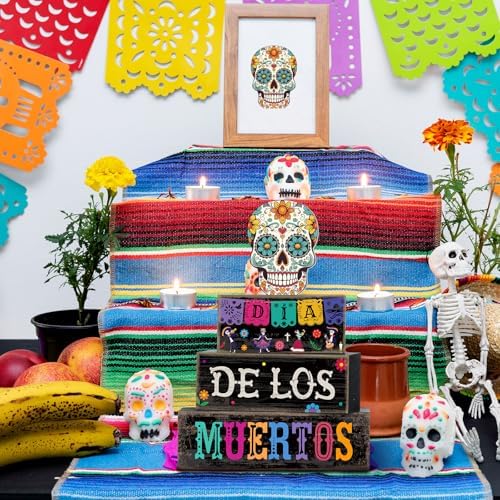 Lineshading 4 Pcs Day Of The Dead Table Decorations Sugar Skull Decor