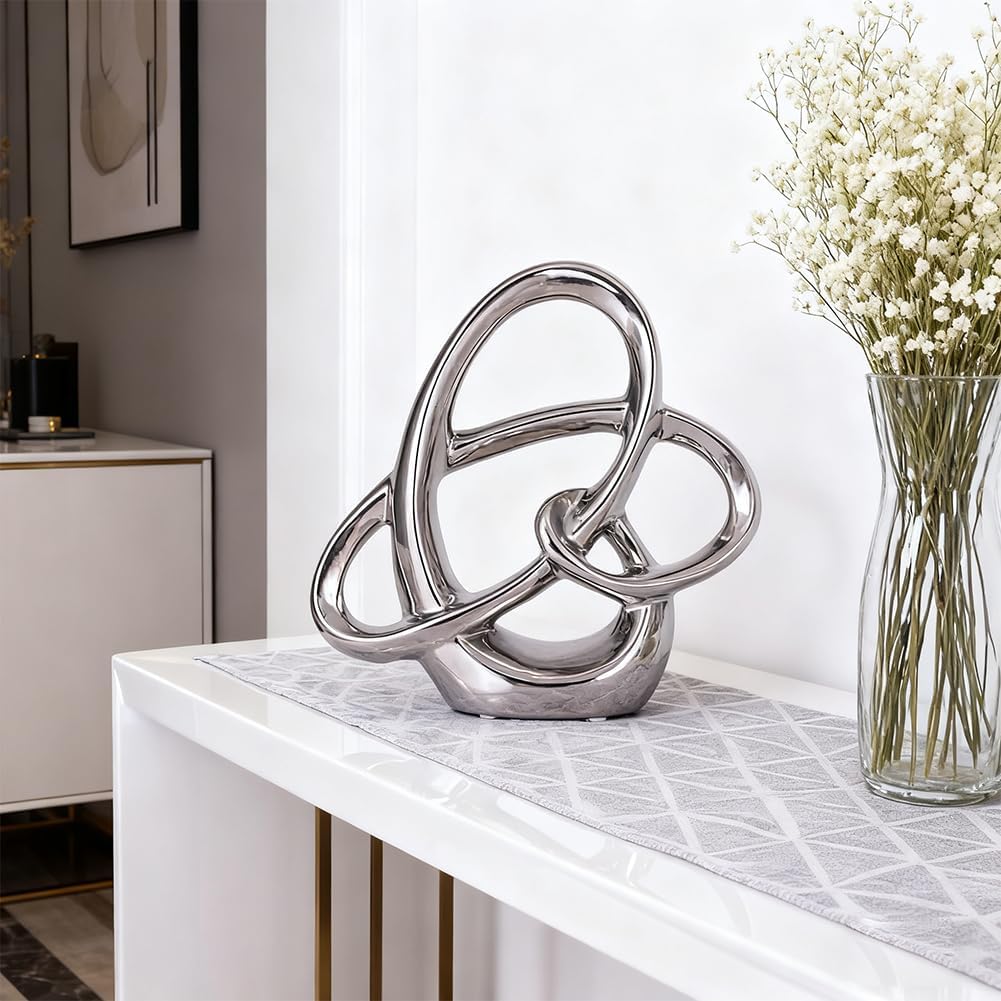 Modern Ceramic Statue / Silver / Small / 8.66 Inch
