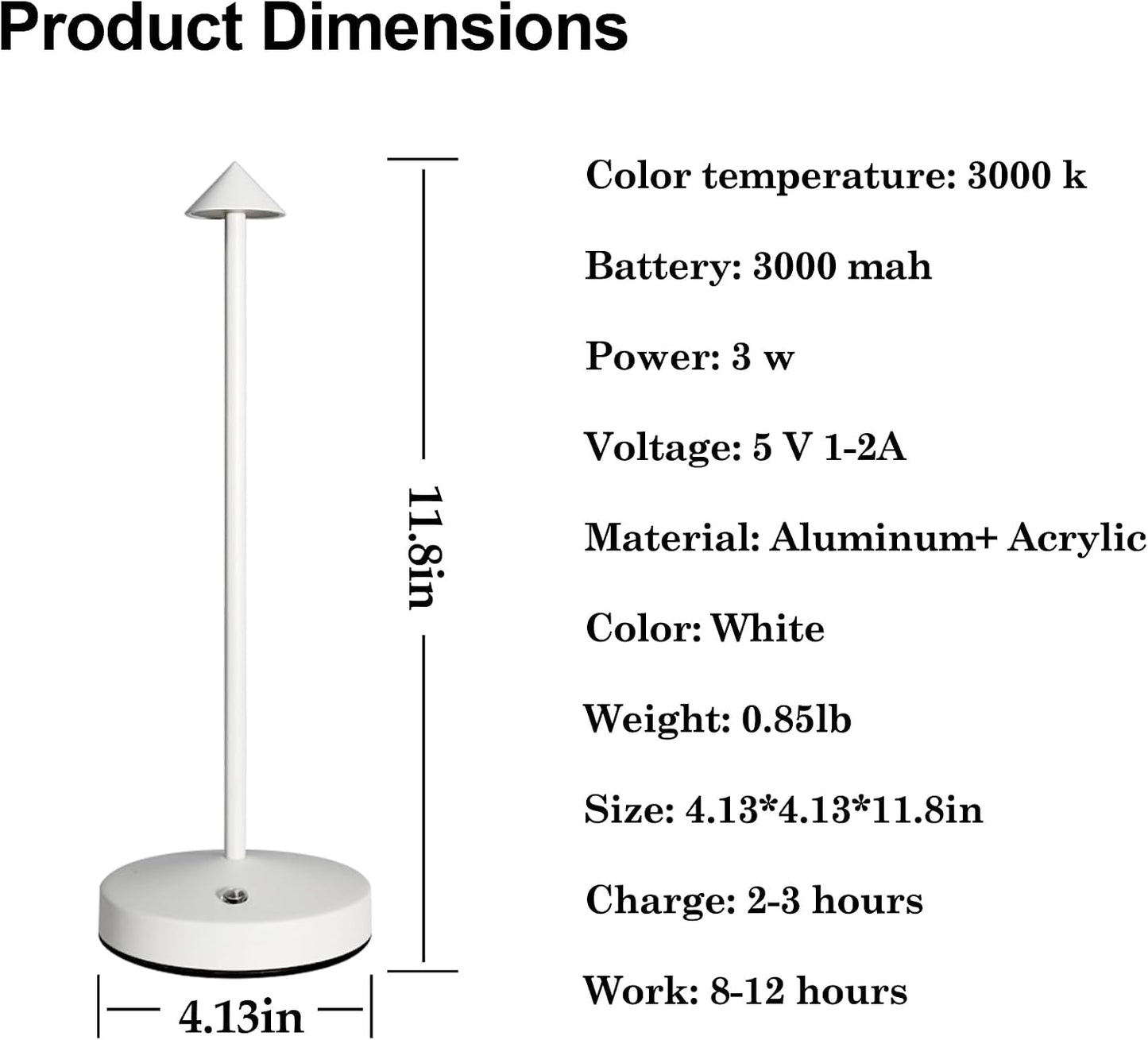 Rechargeable Cordless Lamps,3000mAh Battery Operated Table Lamp,Portable LED Touch 2 Levels Brightness Dimmable Bar