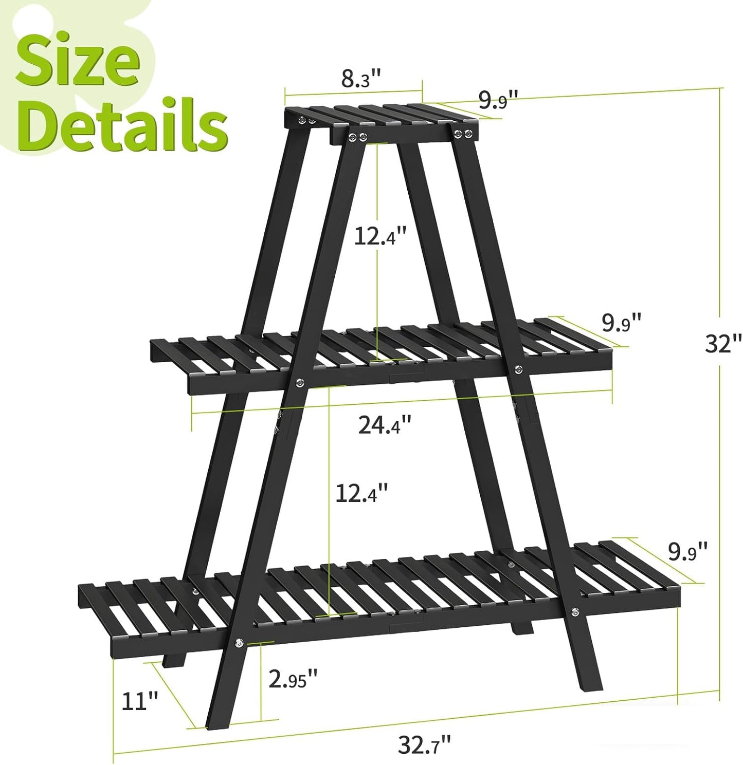 BMOSU Plant Stand Bamboo for Indoor Outdoor Tiered Plant Shelf 8 Potted Flower Holder Ladder Rack Garden Balcony Living