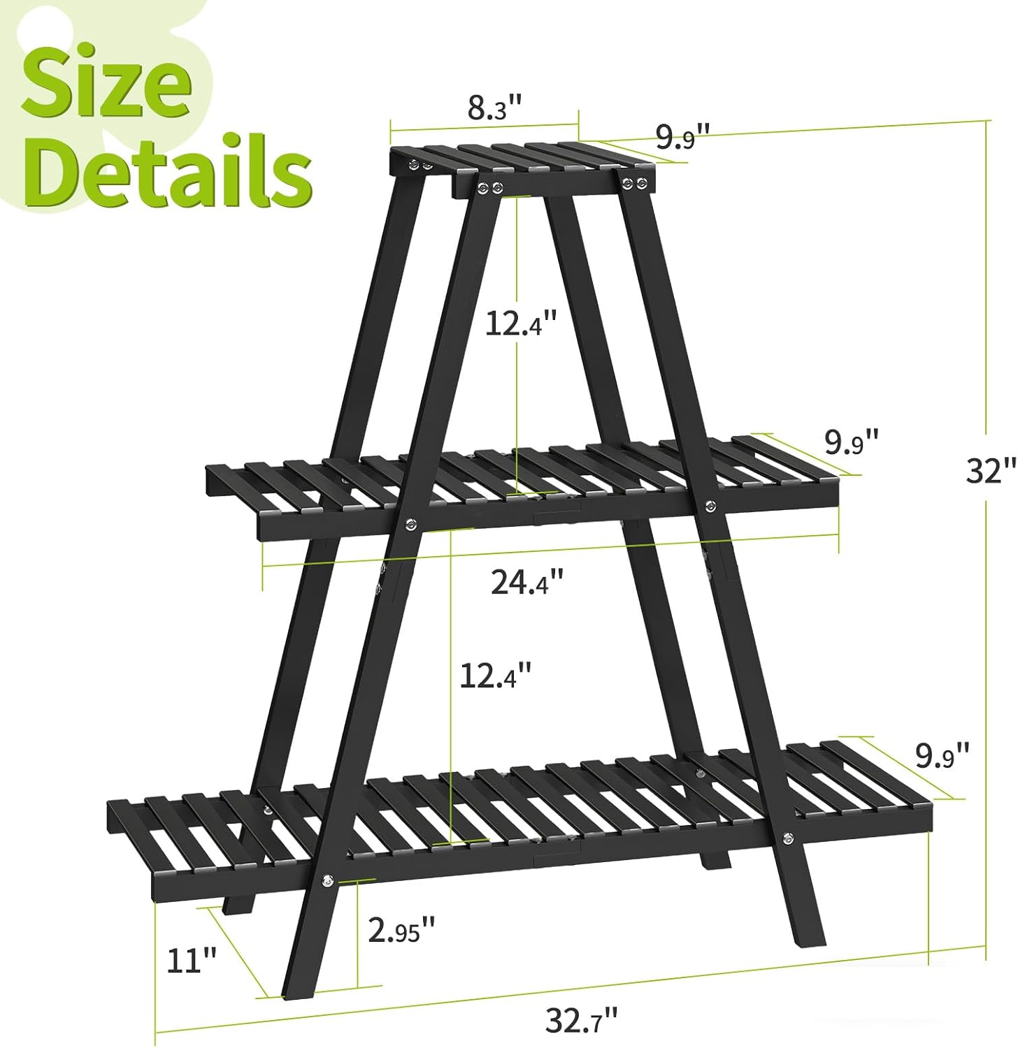 BMOSU Plant Stand Bamboo for Indoor Outdoor Tiered Plant Shelf 8 Potted Flower Holder Ladder Rack Garden Balcony Living