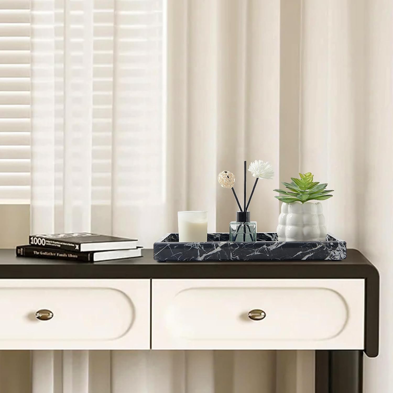Marble Tray / Stone Trays / Black White / 12 x 8