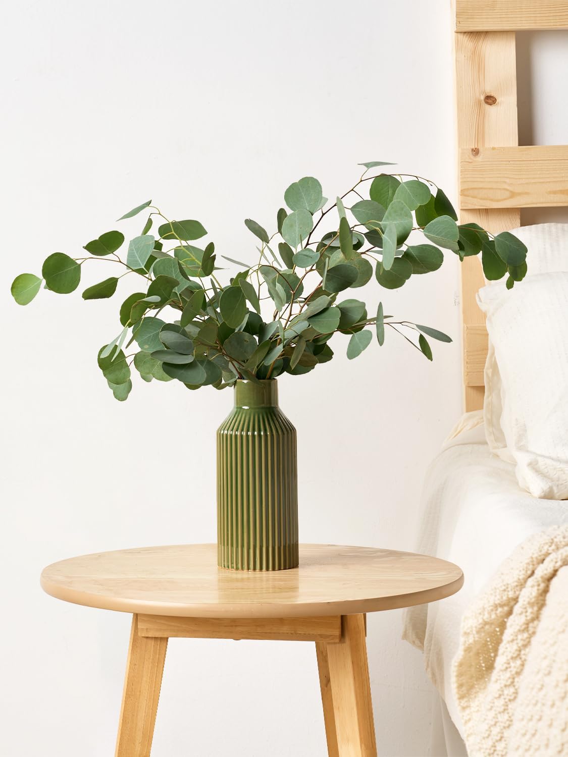 Green Ceramic Flower Vase / 3 Green / 8 Inch