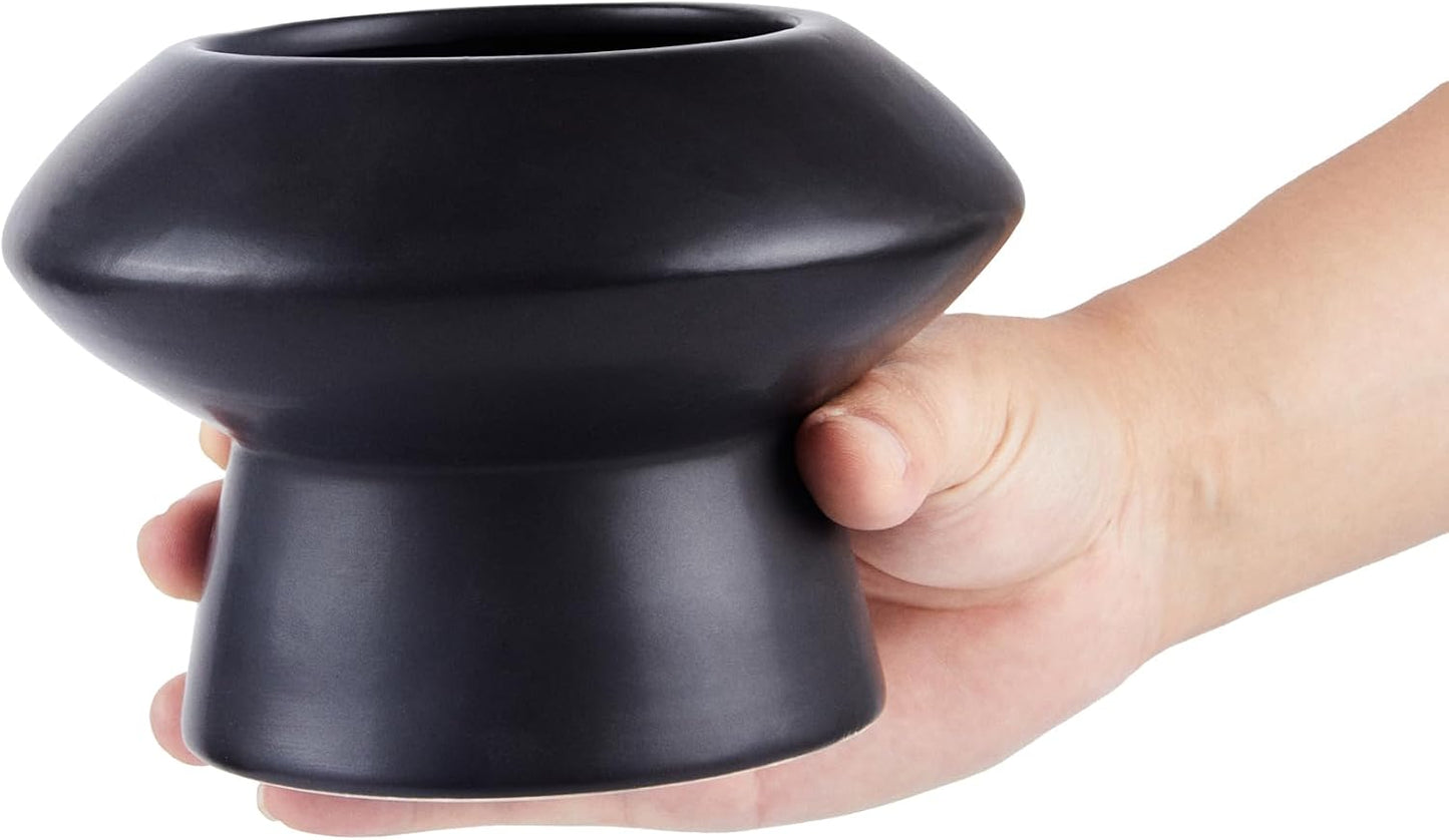 Table Art Flower Vase / Black / Mushroom, 5 3/4