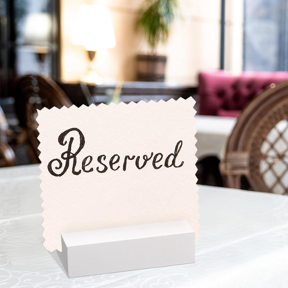 Blosssound 24 Pcs Wood Place Card Holders,3 x 1.6 x 0.8 Inches,White | Table Number Stands Wedding Party Events, Name