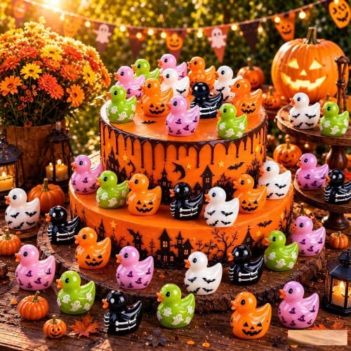 120Pcs Halloween Mini Resin Ducks Miniature Halloween Trinkets