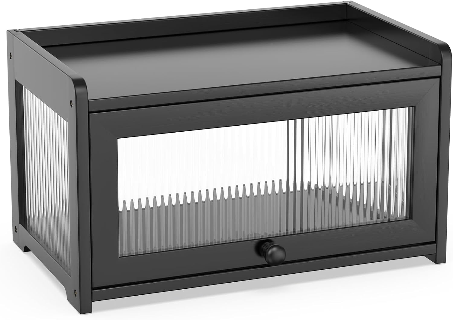 BAMBANG Bamboo Bread Box for Kitchen Countertop, Extra Large Farmhouse Bread Box with 4-Side Clear Panels, Wooden Bread