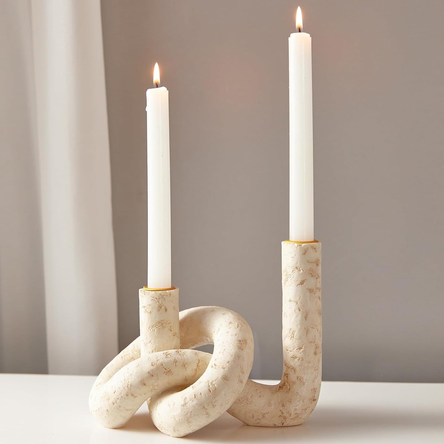 Candle Sticks Holder Boho / Beige