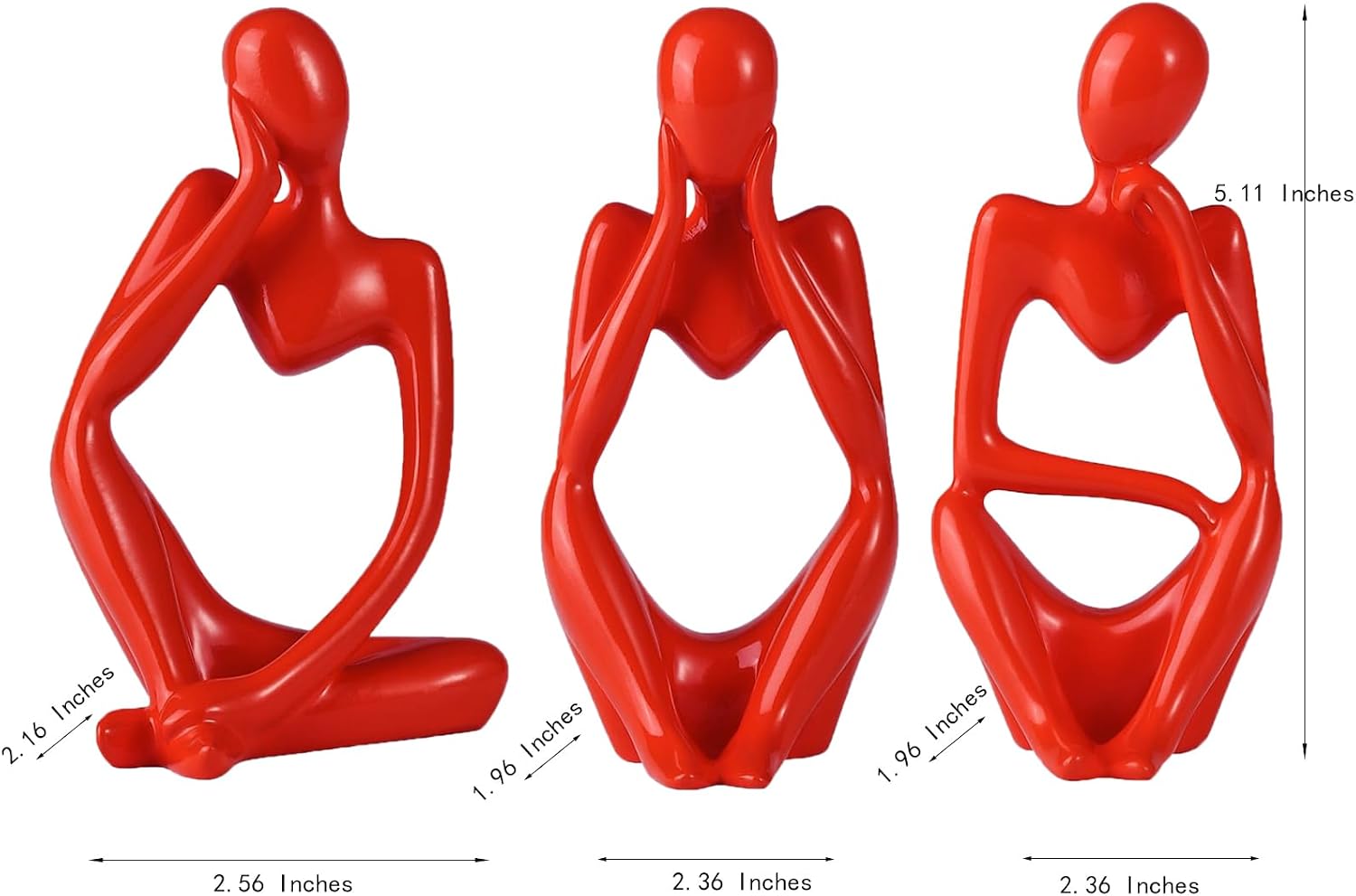 Home Decor Bathroom Decoration Thinker Statue Sets Resin Abstract Sculpture Living / Red / Set of 3