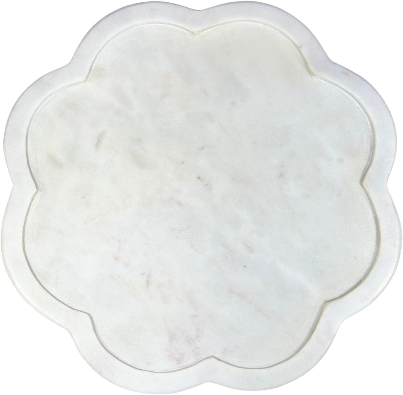 Marble Scalloped Tray / Traditional-02 / White / 10 x 10 x 0.6