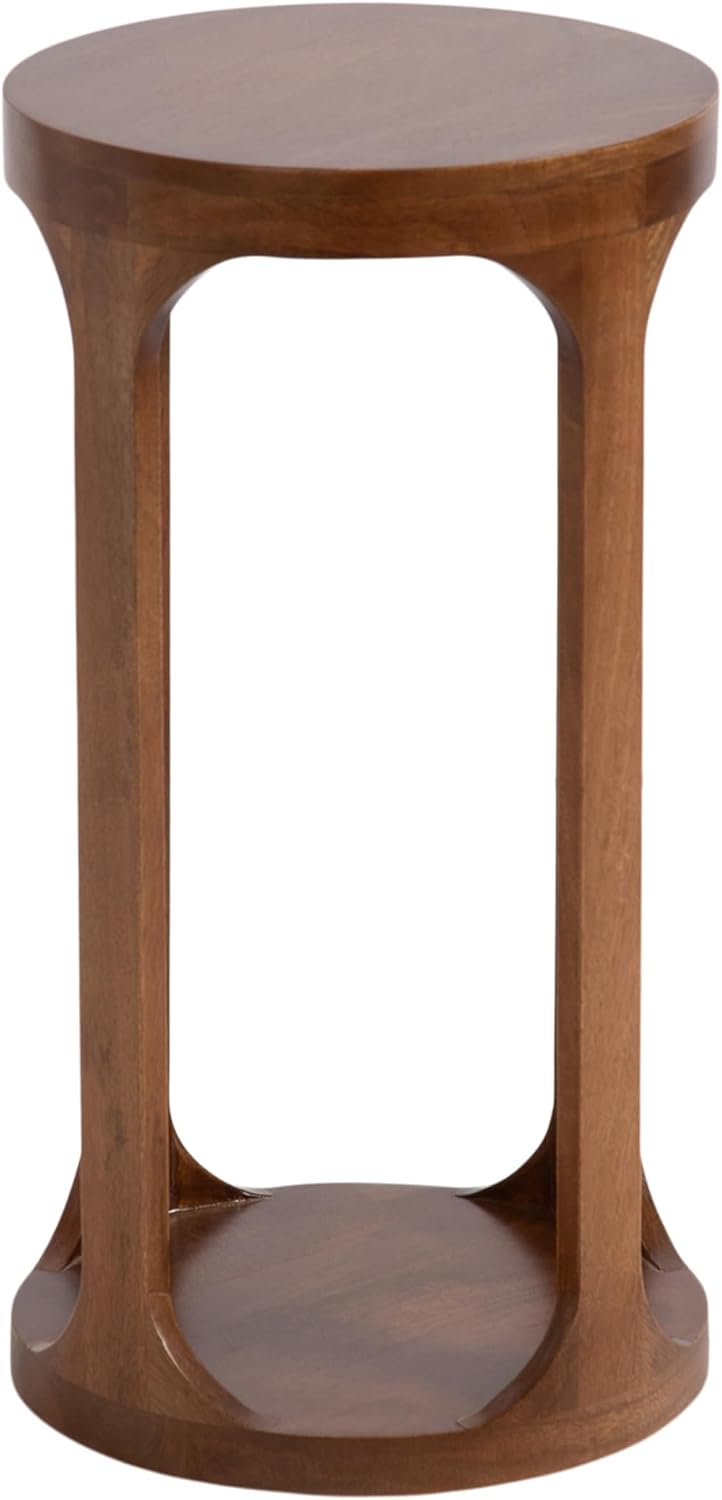 Transitional Wood Accent Pedestal / Walnut Brown / 12 x 12 x 23