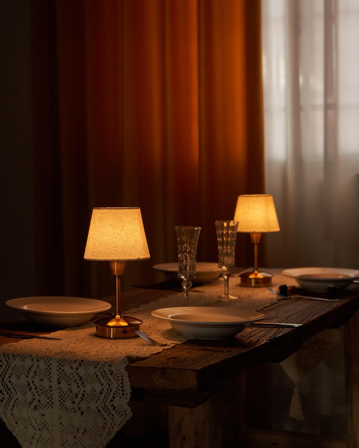 2 Pack Small Rechargeable Cordless Table Lamp for Restaurant Bar | 5200mAh Battery Operated, Portable Touch Dimmable