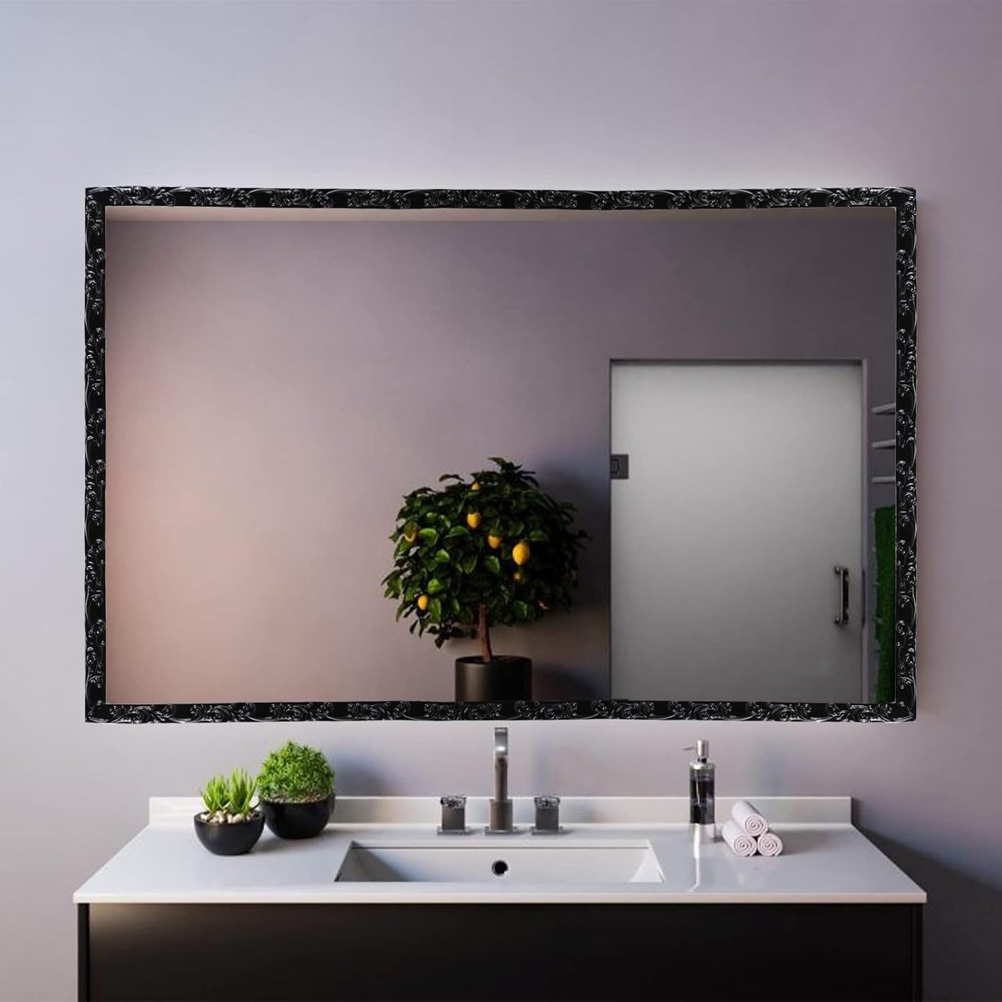 Crown Molding for Cabinet Mirror Frame Wall Edge Home / 16.4 Ft x 1 Inch / Black