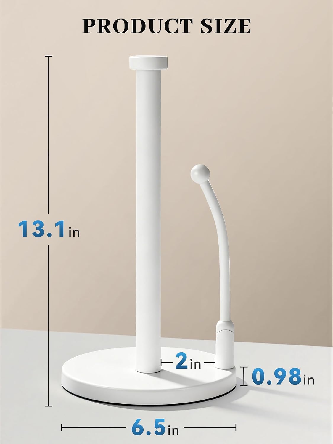 SMARTAKE Paper Towel Holder Countertop, Non-Slip Weighted Base, White | Freestanding Kitchen Roll Dispenser, Rustproof