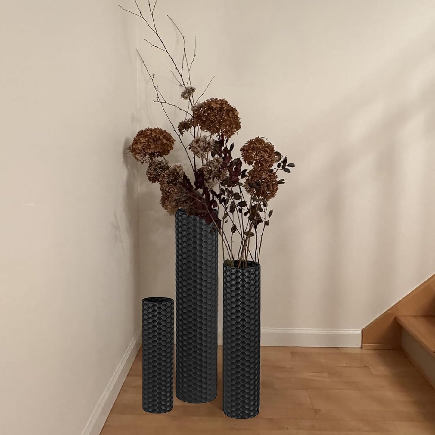 Extra Large Metal Decorative Vases / Black / Set of 3