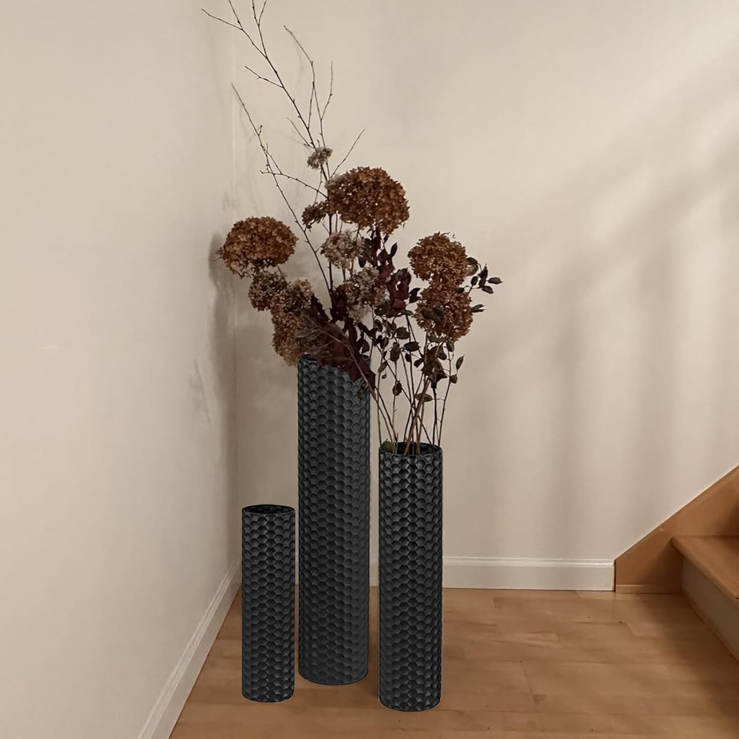 Extra Large Metal Decorative Vases / Black / Set of 3
