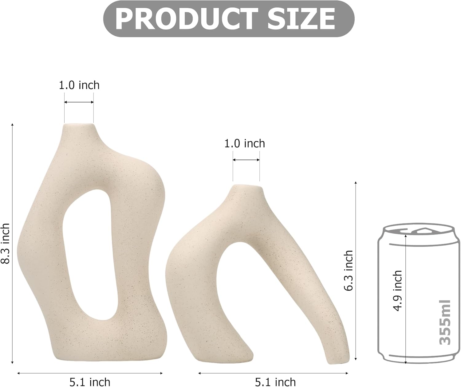 Ceramic Vases / Nordic Minimalist Modern Decor / White / Set of 2