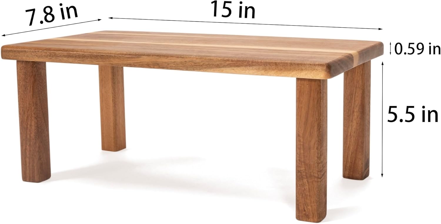 Acacia Wooden Desktop Organizer Shelf Kitchen Cabinet and Counter Riser Display Shelf for Top