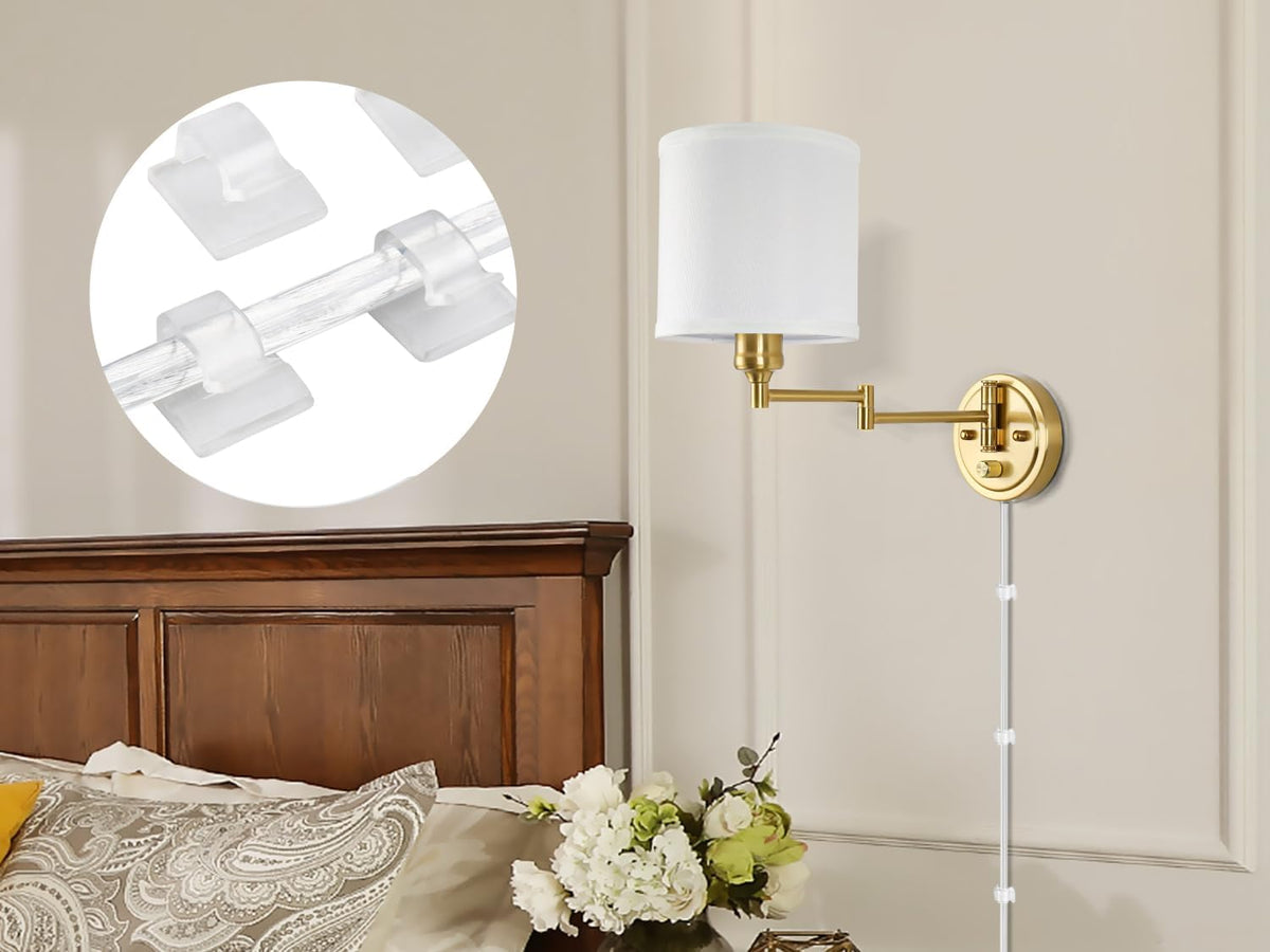 Plug in Wall Sconces with Remote Control, Dimming 10%-100% & Adjustable Colors 2700K-6500K, Hardwire or Plug-in, Swing