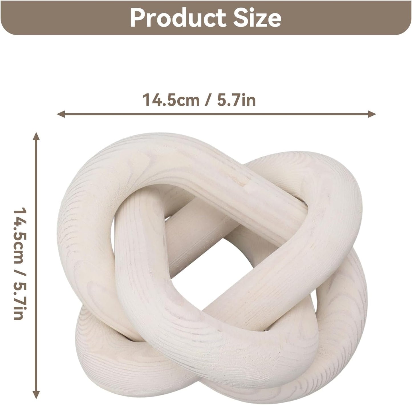 3 Link Decor Wood Knot Wooden Chain Link Decorations Hand Carved Decorative Wooden Knot for Coffee