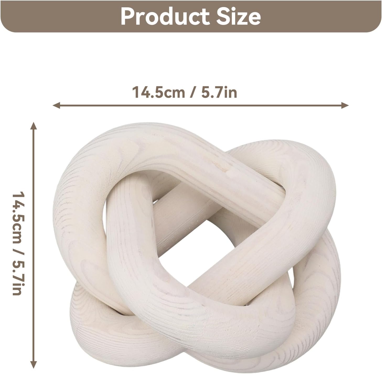 3 Link Decor Wood Knot Wooden Chain Link Decorations Hand Carved Decorative Wooden Knot for Coffee
