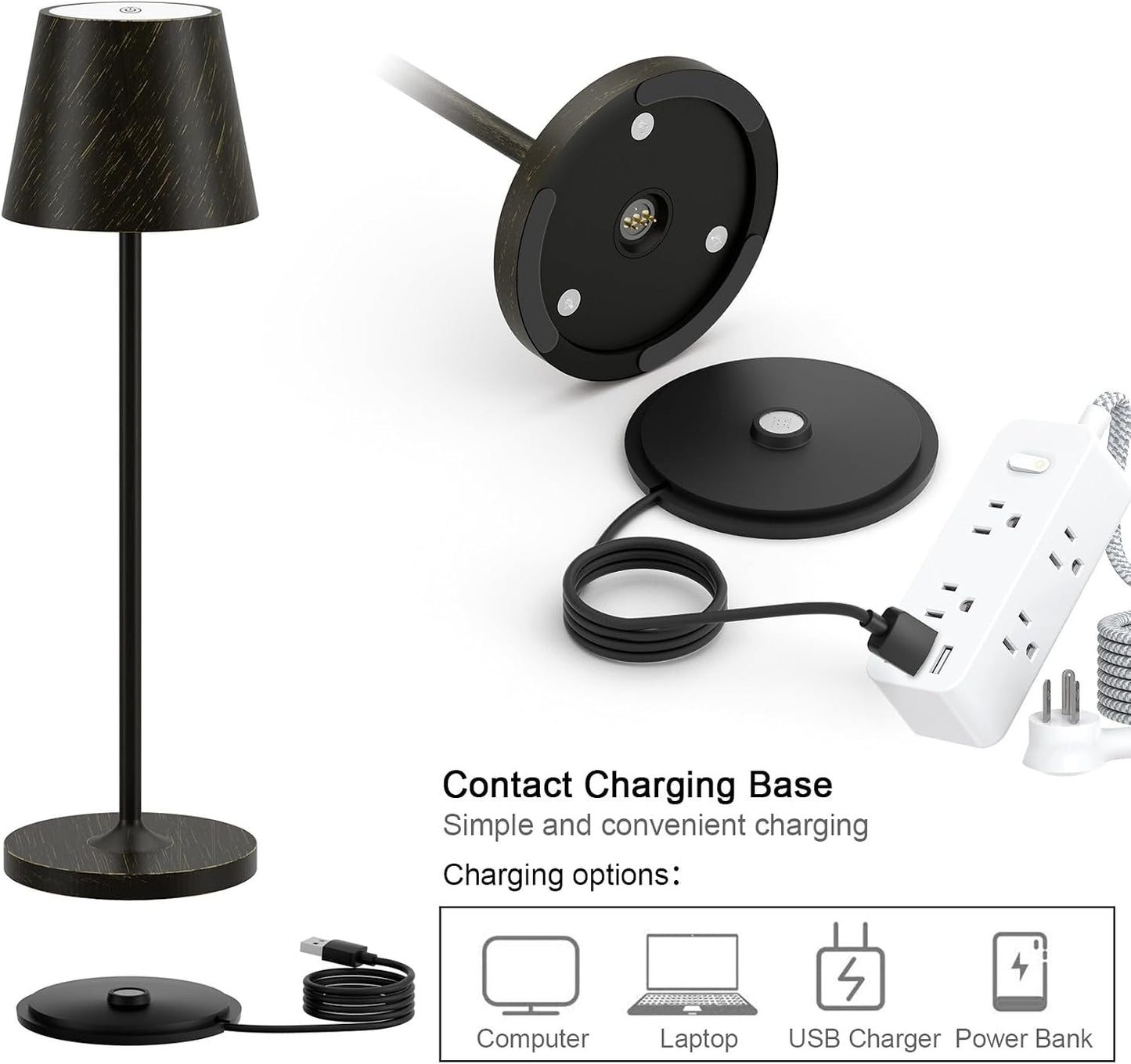 Ralaby IP54 Cordless Table Lamps Portable Rechargeable Battery Operated Lamp Aluminum Dimmable Indoor/Outdoor Cordless