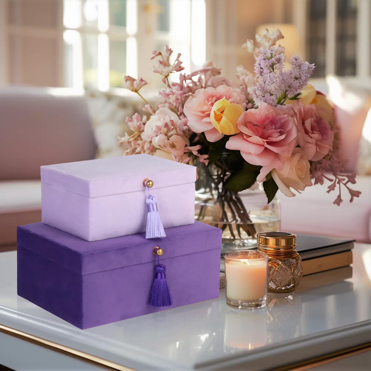 Velvet Jewelry Boxes Decorative Boxes / Purple