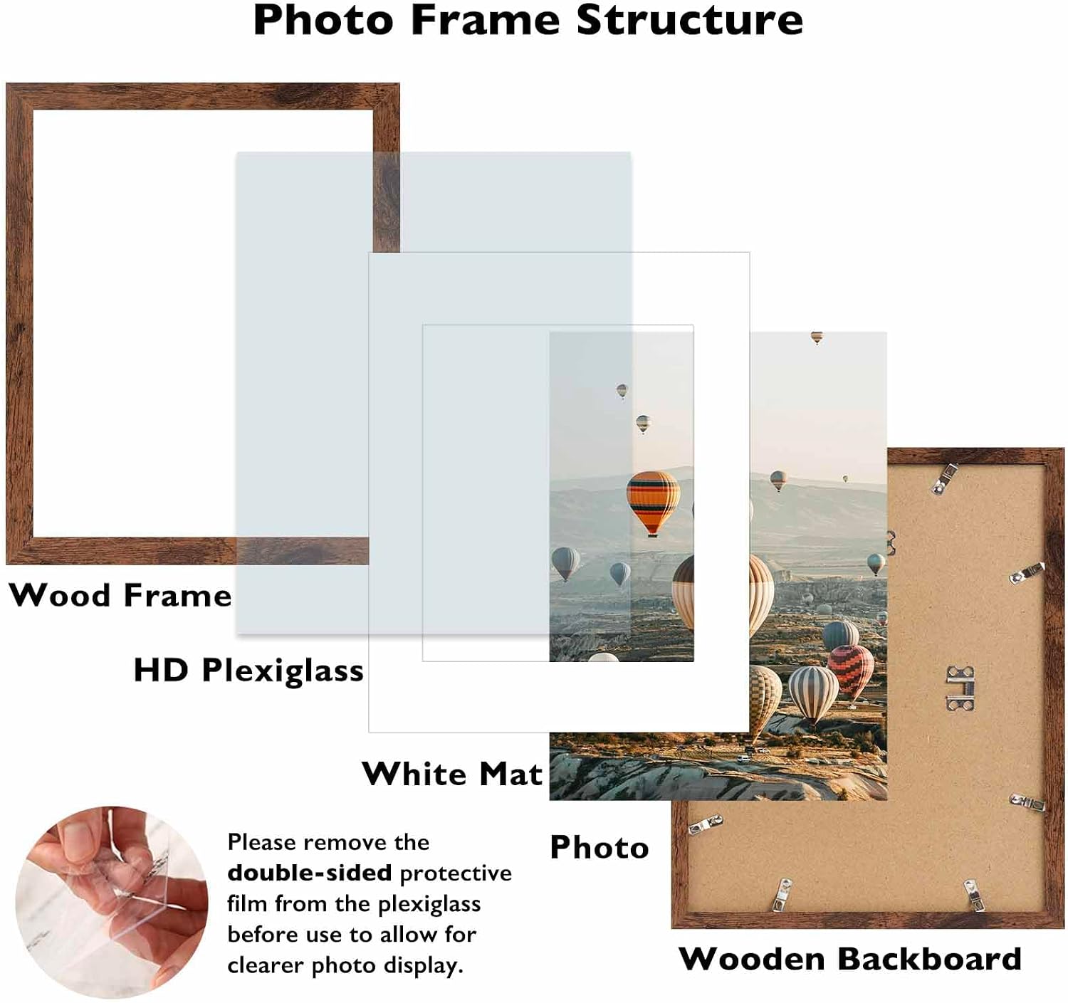 10x14 Picture Frame Set of 12 for 30 x 40 cm Diamond Art Painting, Display 8.5x11 With Mat or 10x14 Without, Wood Wall