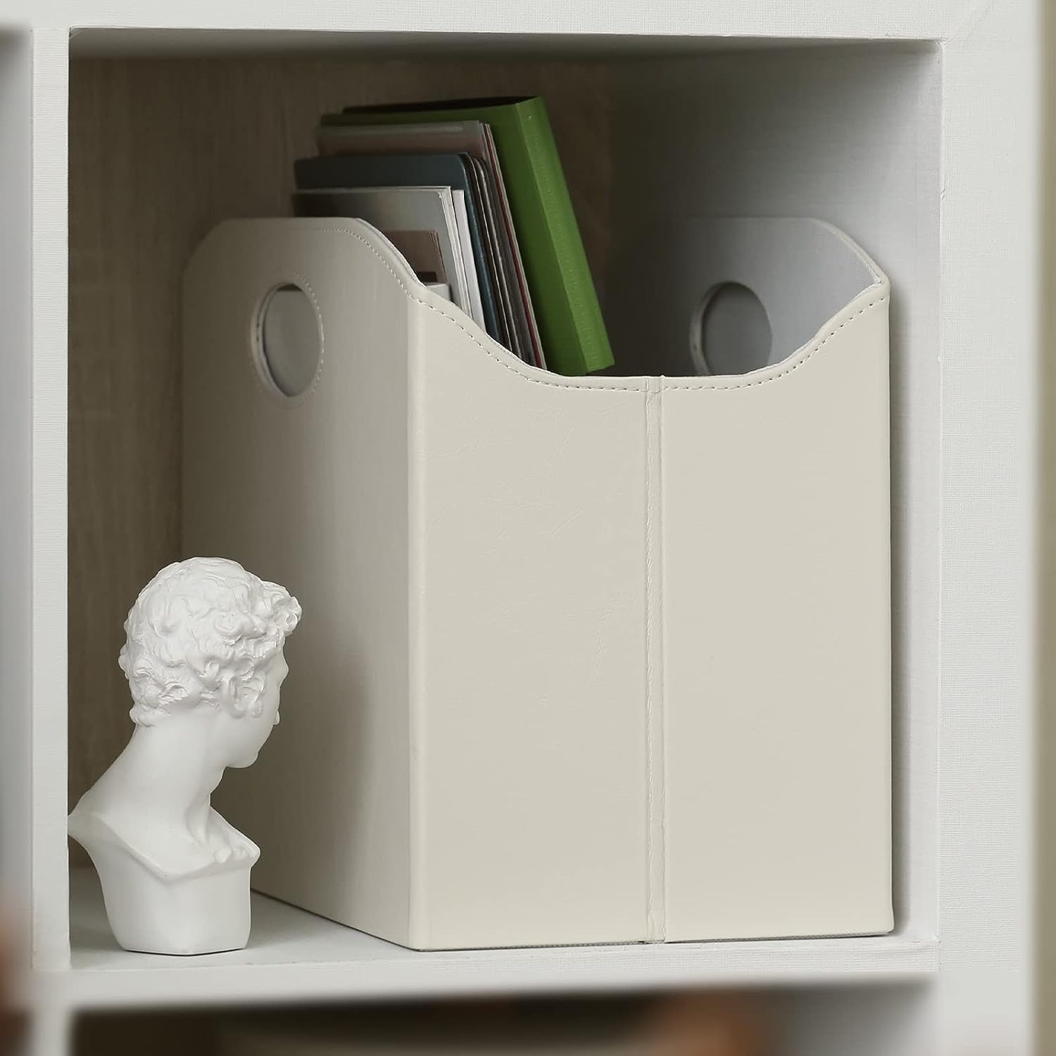 EZDeco Magazine Holder Foldable Magazine Rack Floor PU Leather File Holder Newspaper Book Storage Magazine Basket