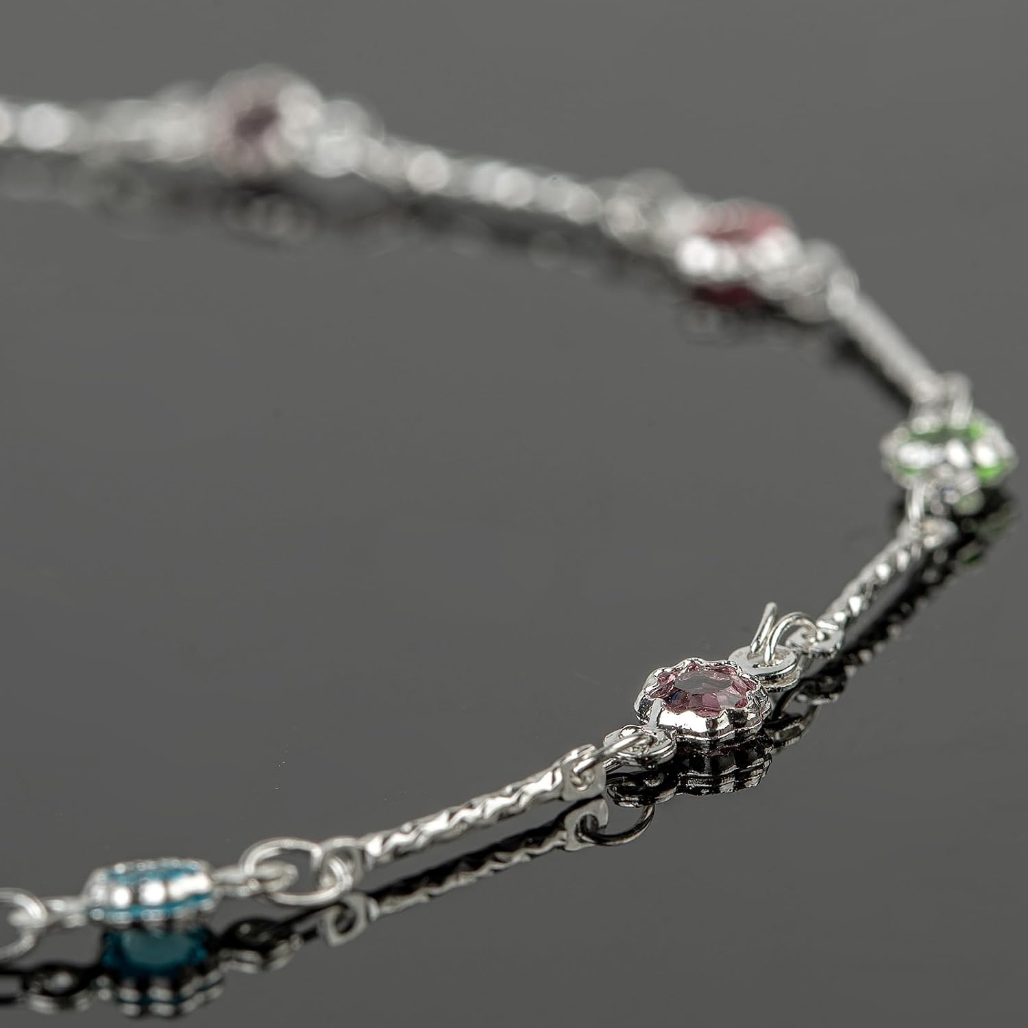 Colorful Crystal Necklace Chain for Jewelry Making Silver Plated Brass Bar / Silver Bar Crystal