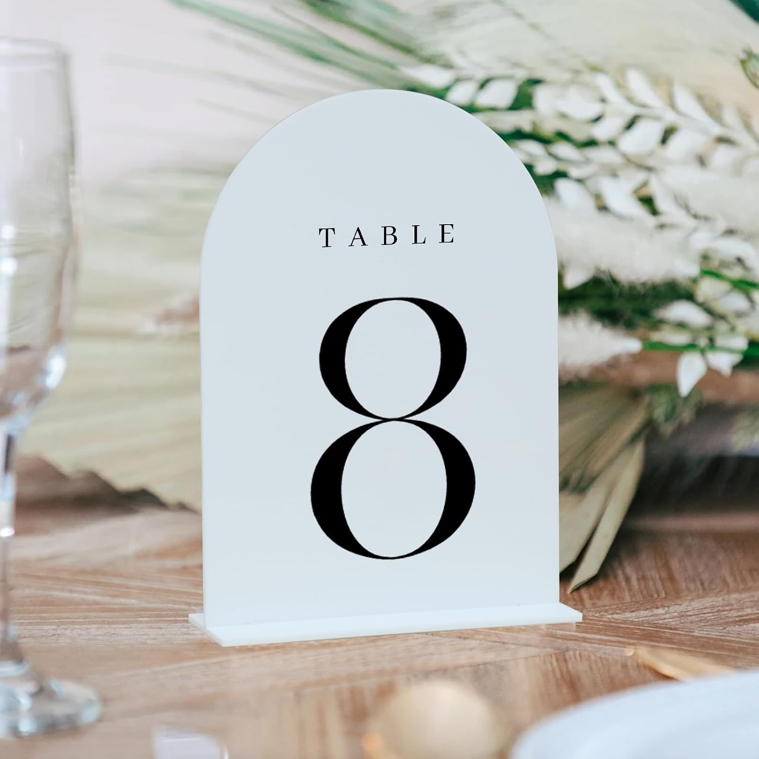 White Arch Table Numbers for Wedding, 15 Pack 5"x7" White Arch Acrylic Table Numbers 1-15 with stand, Perfect for