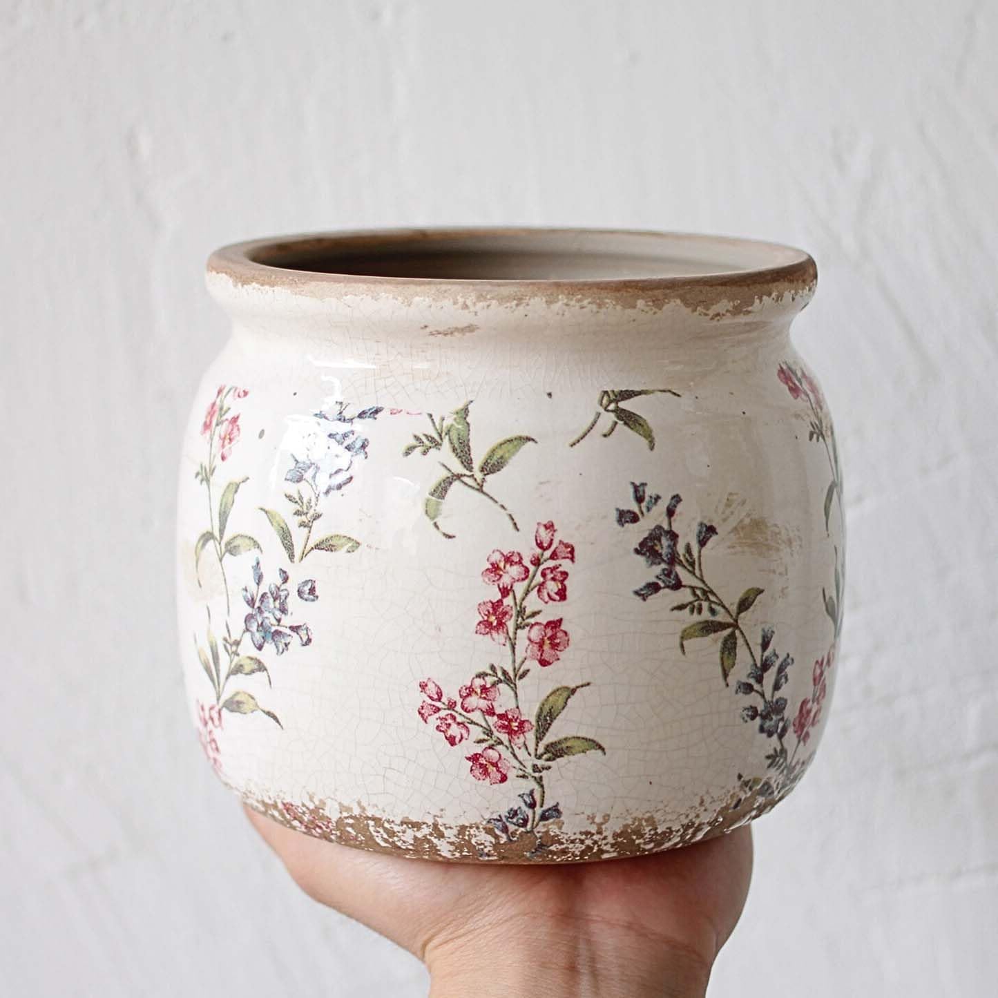 Vintage Ceramic Planters / Purple Red
