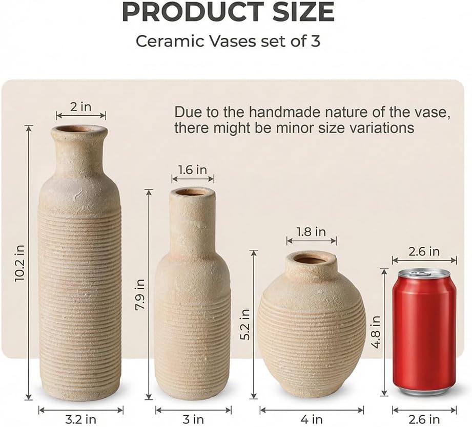 Rustic Farmhouse Vase / White2 / Set of 3