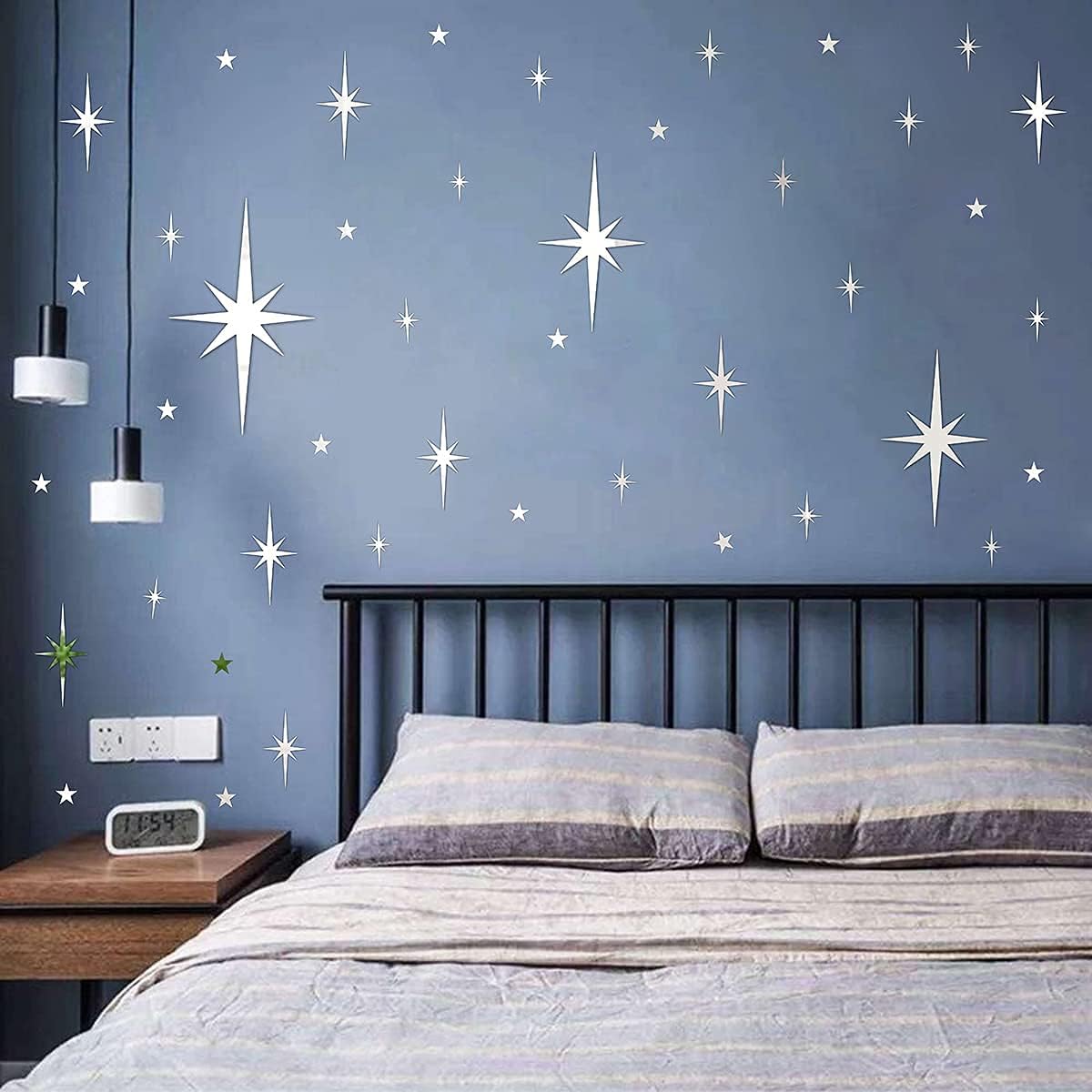 Retro Starburst Mirror Wall Decals 3D Acrylic Sparkle Wall Decors Star Walls / Sliver / Silver
