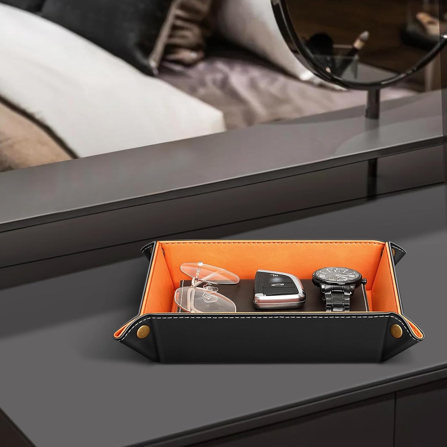 Valet Tray Desktop Storage Organizer / Orange