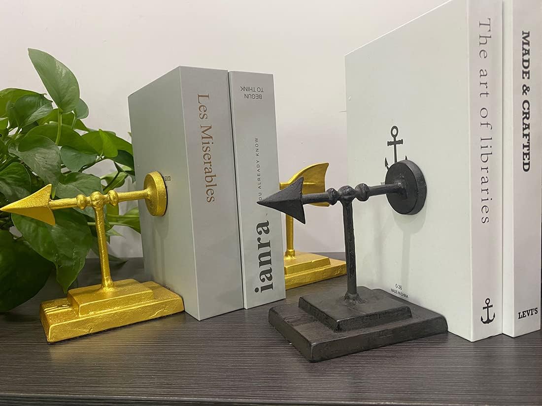 Semid Modern Metal Arrow Bookends / Gold