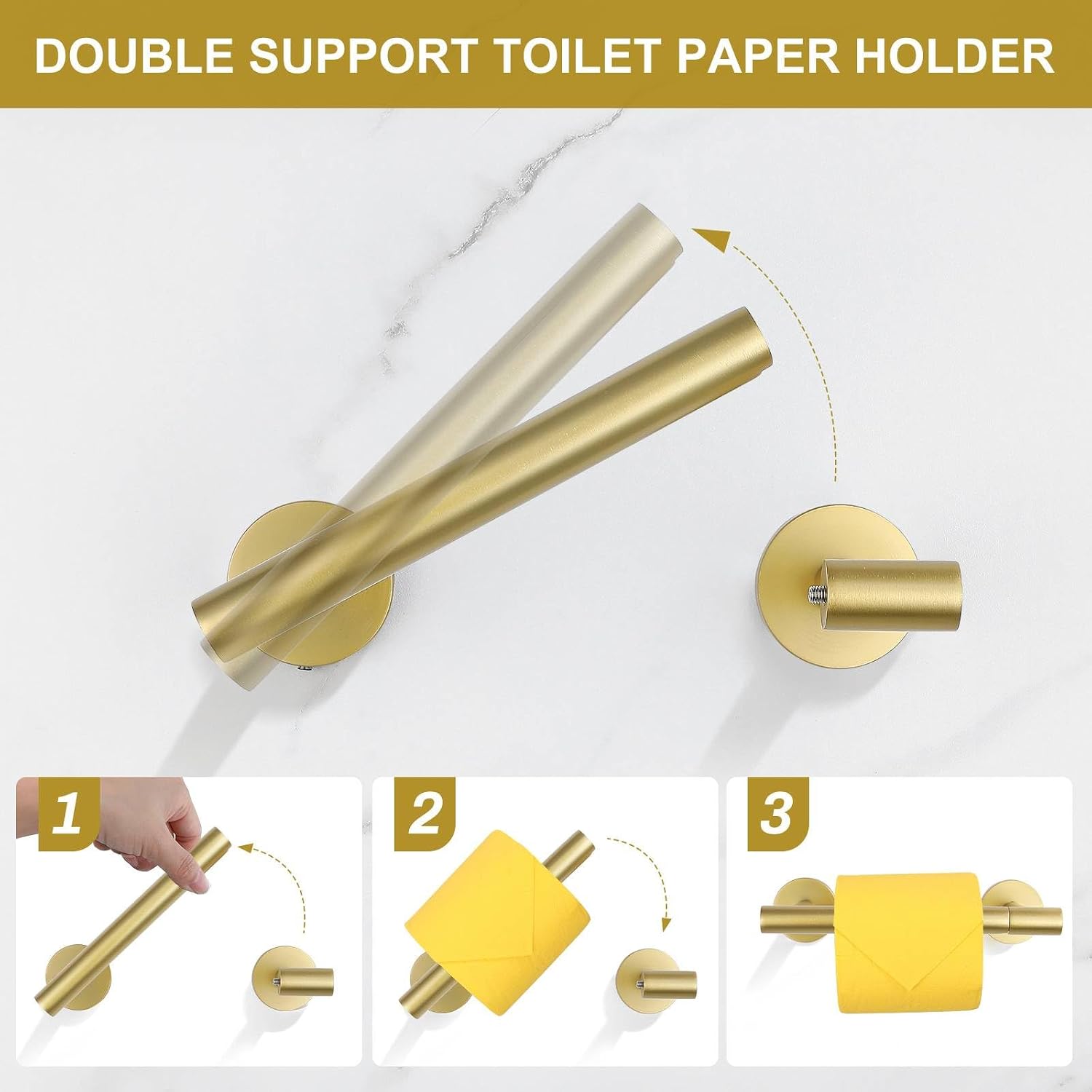 5 Pieces Brushed Gold Towel Bar Set, Upgraded Round Bathroom Hardware Accessories Set, Toilet Paper Holder Towel Holder