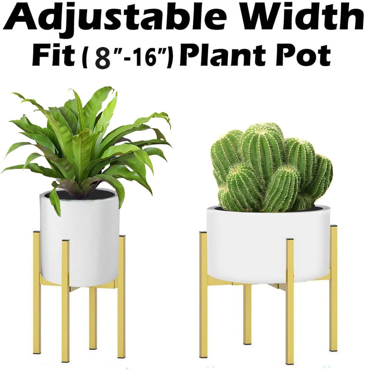 Metal Plant Stand, Adjustable Size Fits 10 12 13 14 15 16 Inches Large Planter Pot,Mid Century Expandable Plant Holder