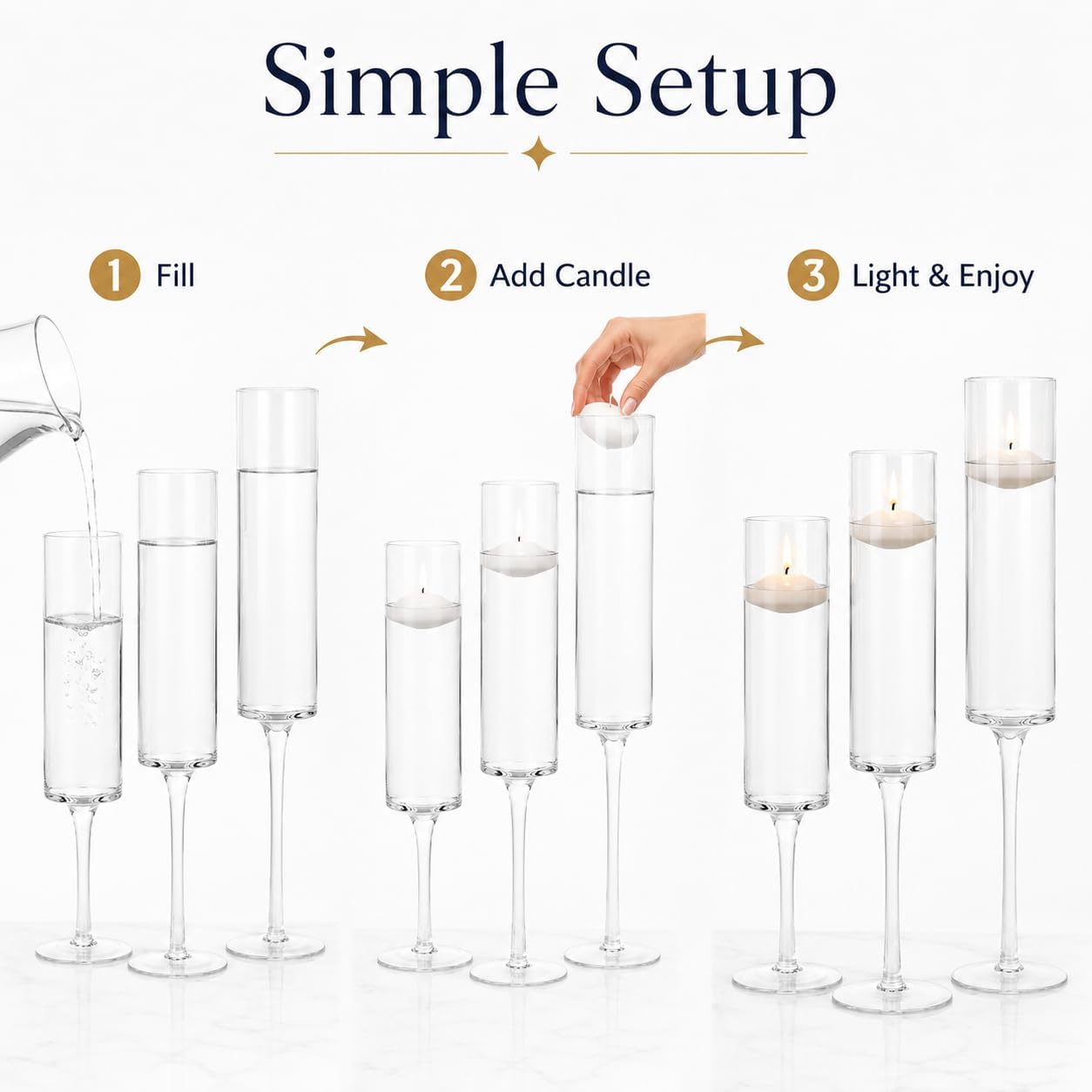 Koyal Wholesale Tall Skinny Floating Candle Holders, Modern Raised Slim Glass Hurricane Pedestal Candles Holder for