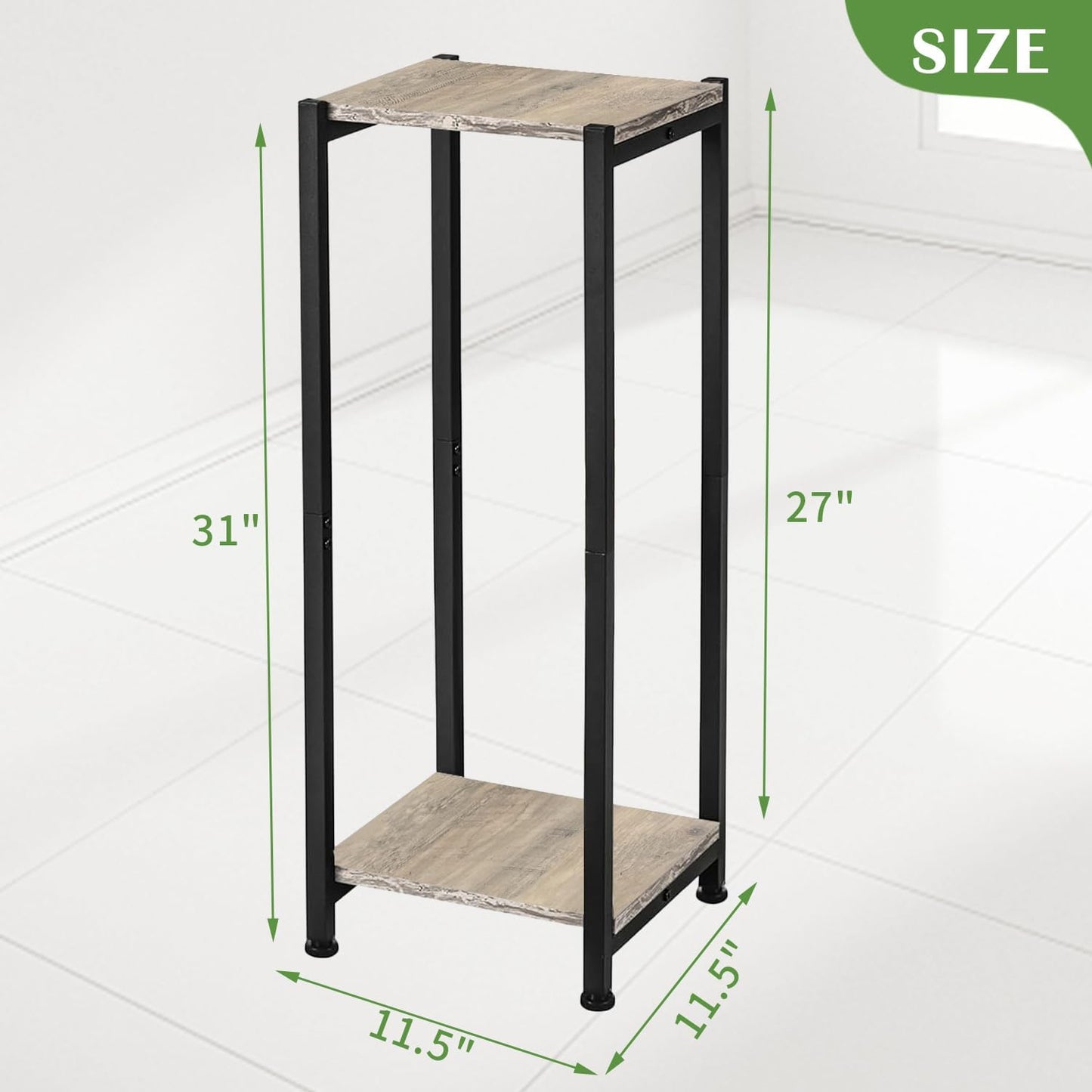Dipion 31 Inch Tall Plant Stand Indoor,2 Tier Pedestal Stand Table,Greige | Rock-Solid Stability,Adjustable