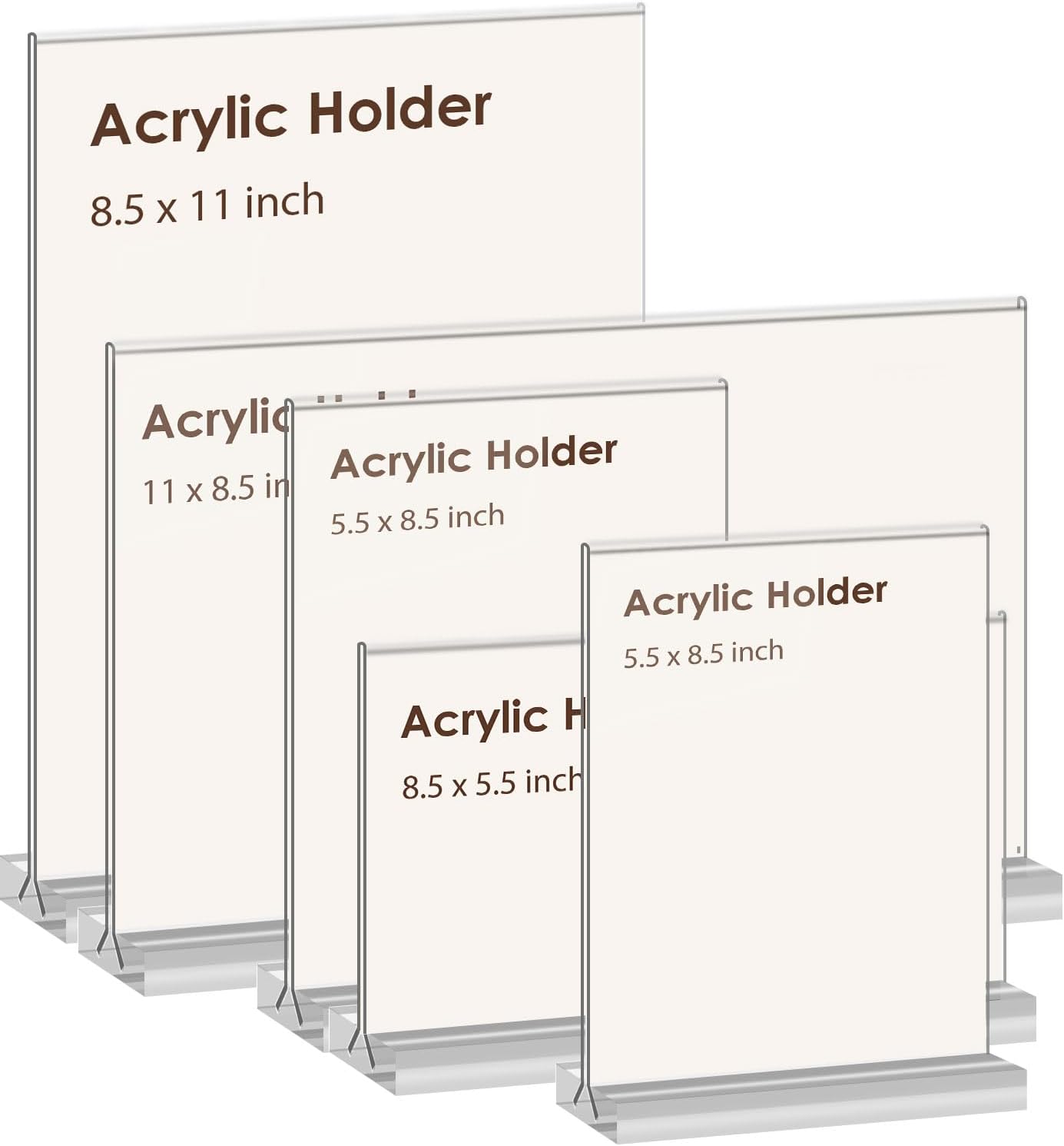 Acrylic Sign Holder Vertical Double-Sided Display Optional Horizontal / 8.5*11 / 8.5 x 11 / Set of 3