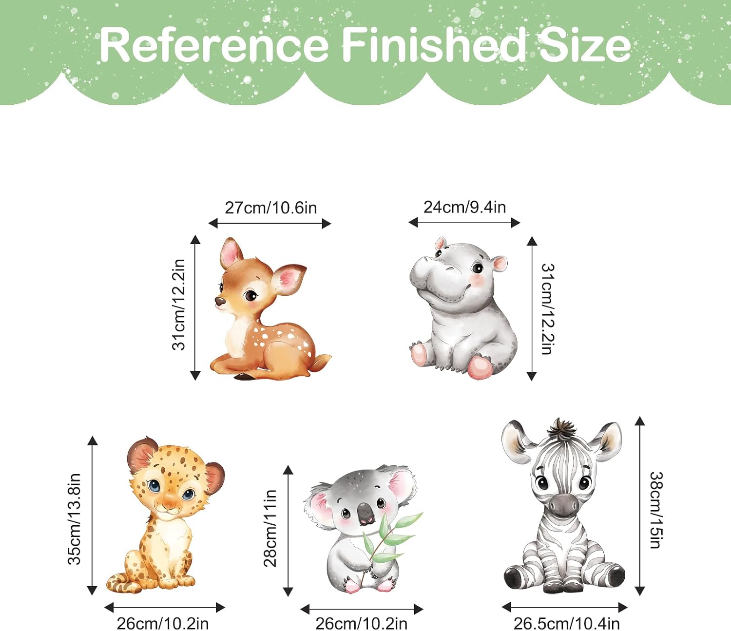 Jungle Animals Wall Stickers Cartoon Woodland Animal Wall Decals Zebra Forest / Horizontal-6 Animals