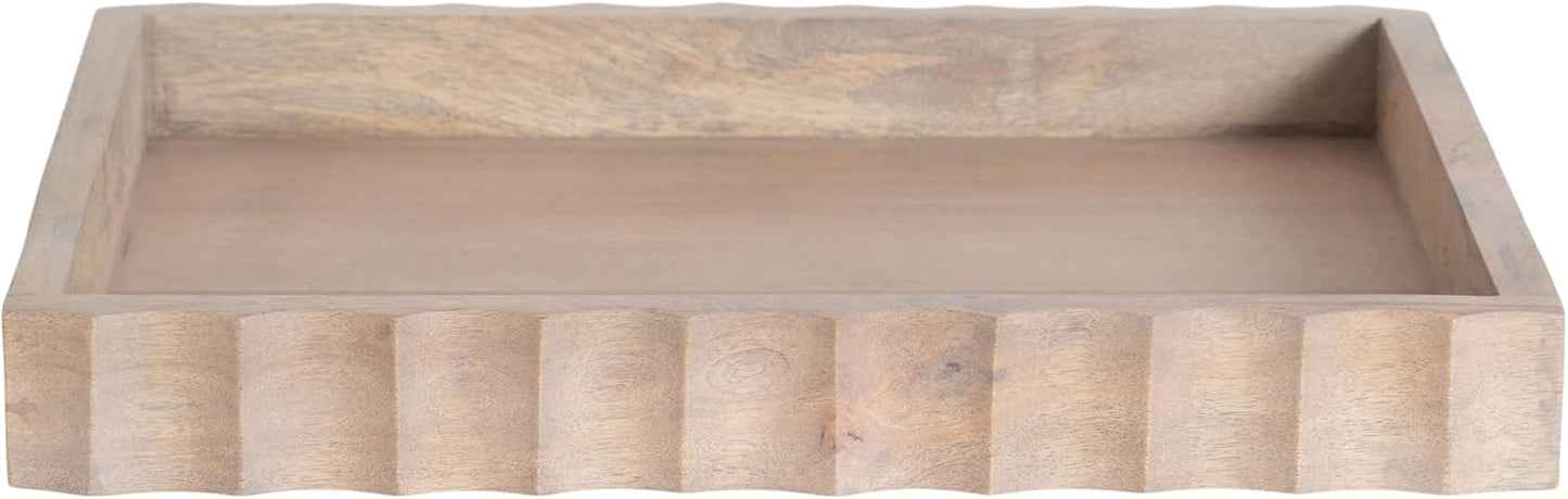 Modern Scalloped Serving Tray / Natural / 16 x 12
