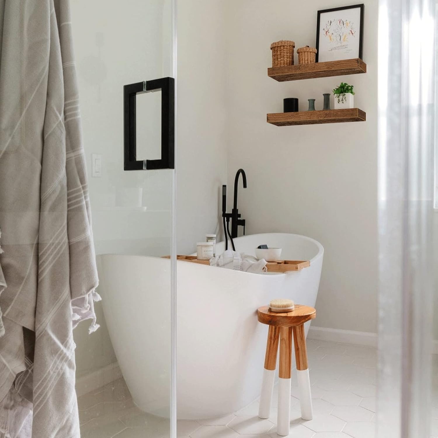 Bathroom Floating Shelves / 15.7 / Brown