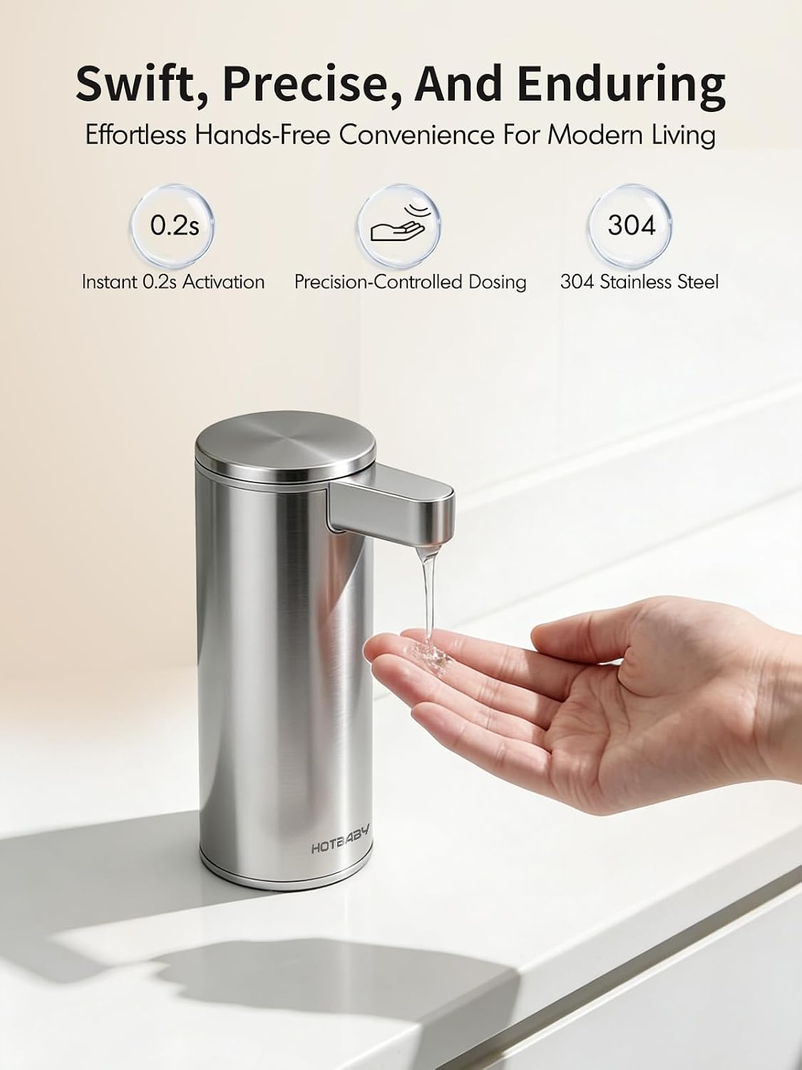 Automatic Liquid Soap Dispenser Touchless: Stainless Steel Hand Soap Dispenser Auto - Free Touch Electric Soap